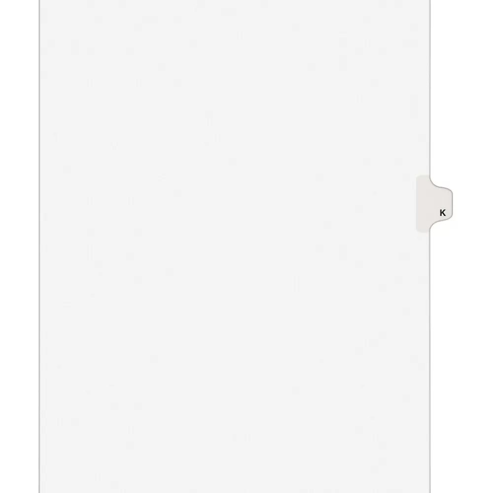 Avery Dividers<Style Individual Legal Divider, Tab K, 8.5" x 11", White, 25/Set (01411)