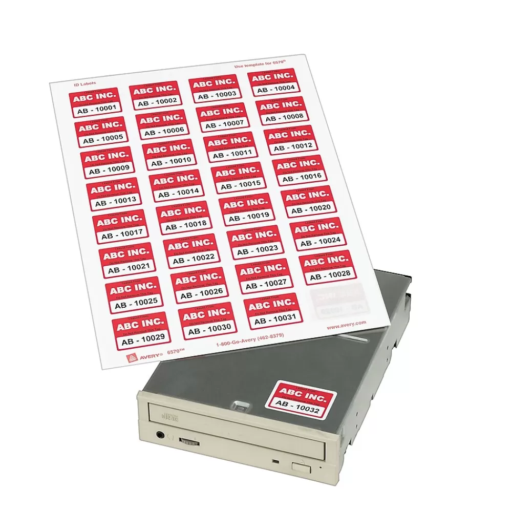 Avery Labels<Sure Feed Laser/Inkjet Identification Labels, 1 1/4" x 1 3/4", White, 15 Label Sheets/Pack (6570)