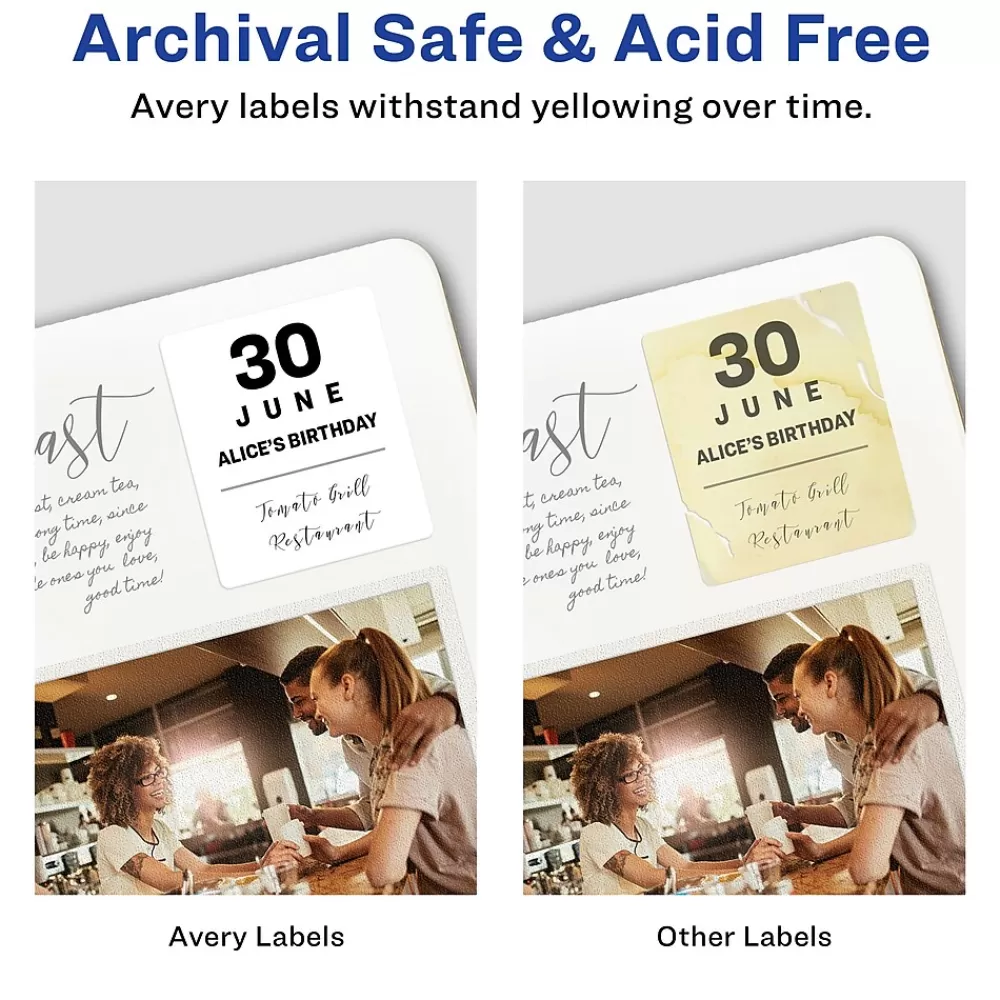 Avery Labels<Sure Feed Laser/Inkjet Identification Labels, 1 1/4" x 1 3/4", White, 15 Label Sheets/Pack (6570)