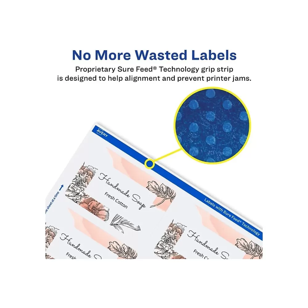 Avery Labels<Sure Feed Laser/Inkjet Rectangle Labels, 2" x 3", Glossy White, 80 Labels/Pack (22890)