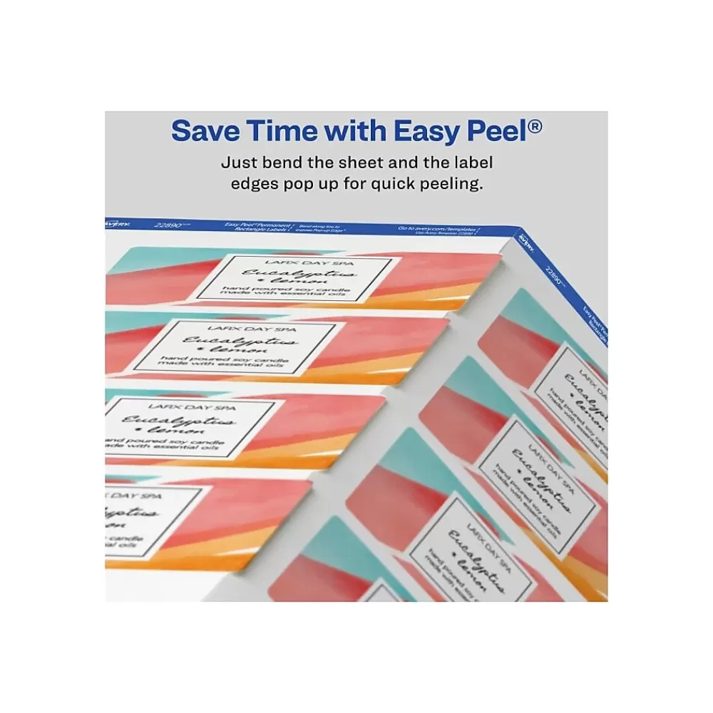 Avery Labels<Sure Feed Laser/Inkjet Rectangle Labels, 2" x 3", Glossy White, 80 Labels/Pack (22890)