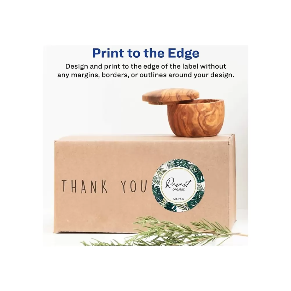 Avery Labels<Sure Feed Laser/Inkjet Round Labels, 3" Dia, Glossy White, 60 Labels/Pack (22891)