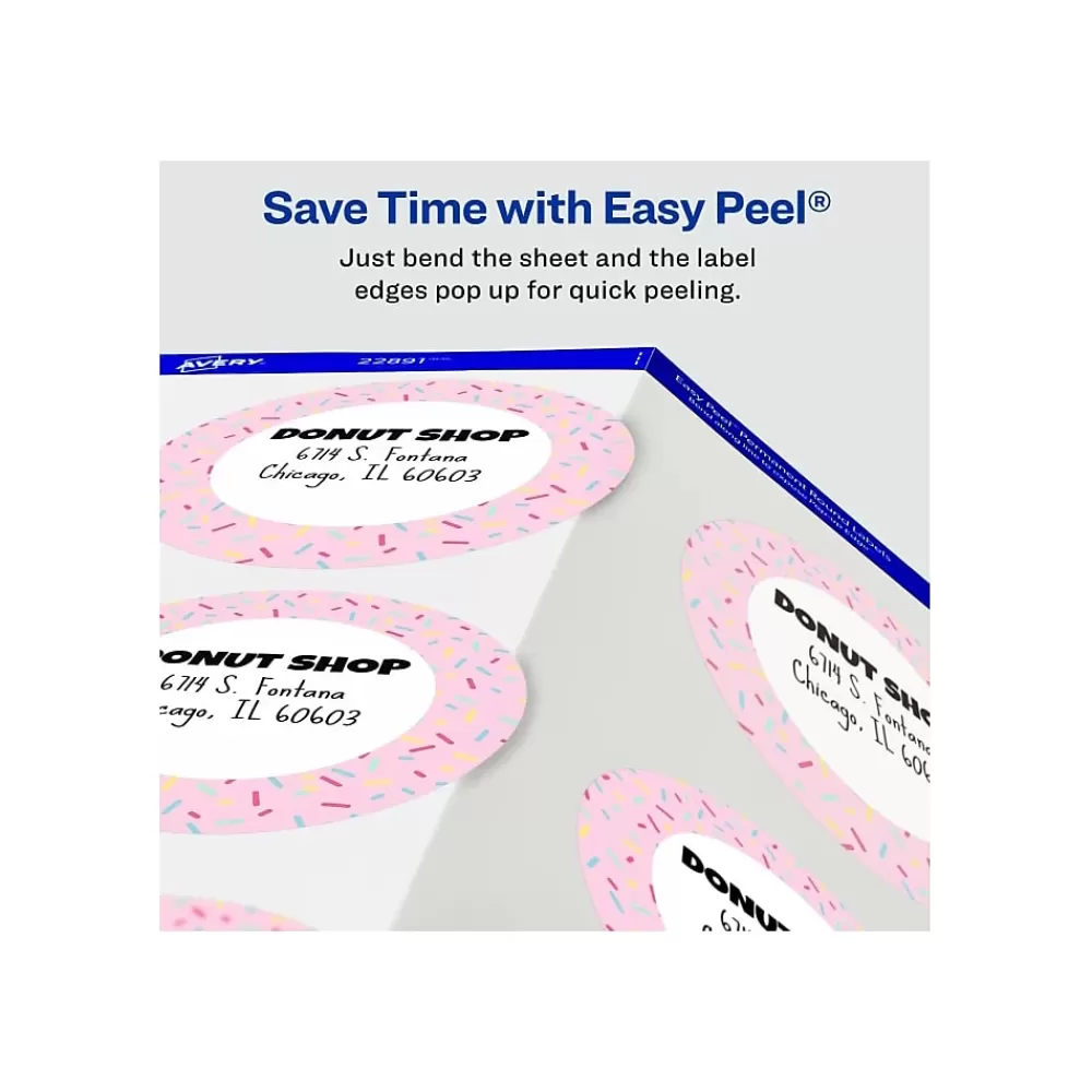 Avery Labels<Sure Feed Laser/Inkjet Round Labels, 3" Dia, Glossy White, 60 Labels/Pack (22891)