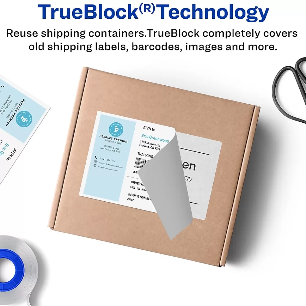 Avery Labels<TrueBlock Inkjet Shipping Labels with Paper Receipts, 5-1/16" x 7-5/8", White, 25 Labels/Pack (8127)