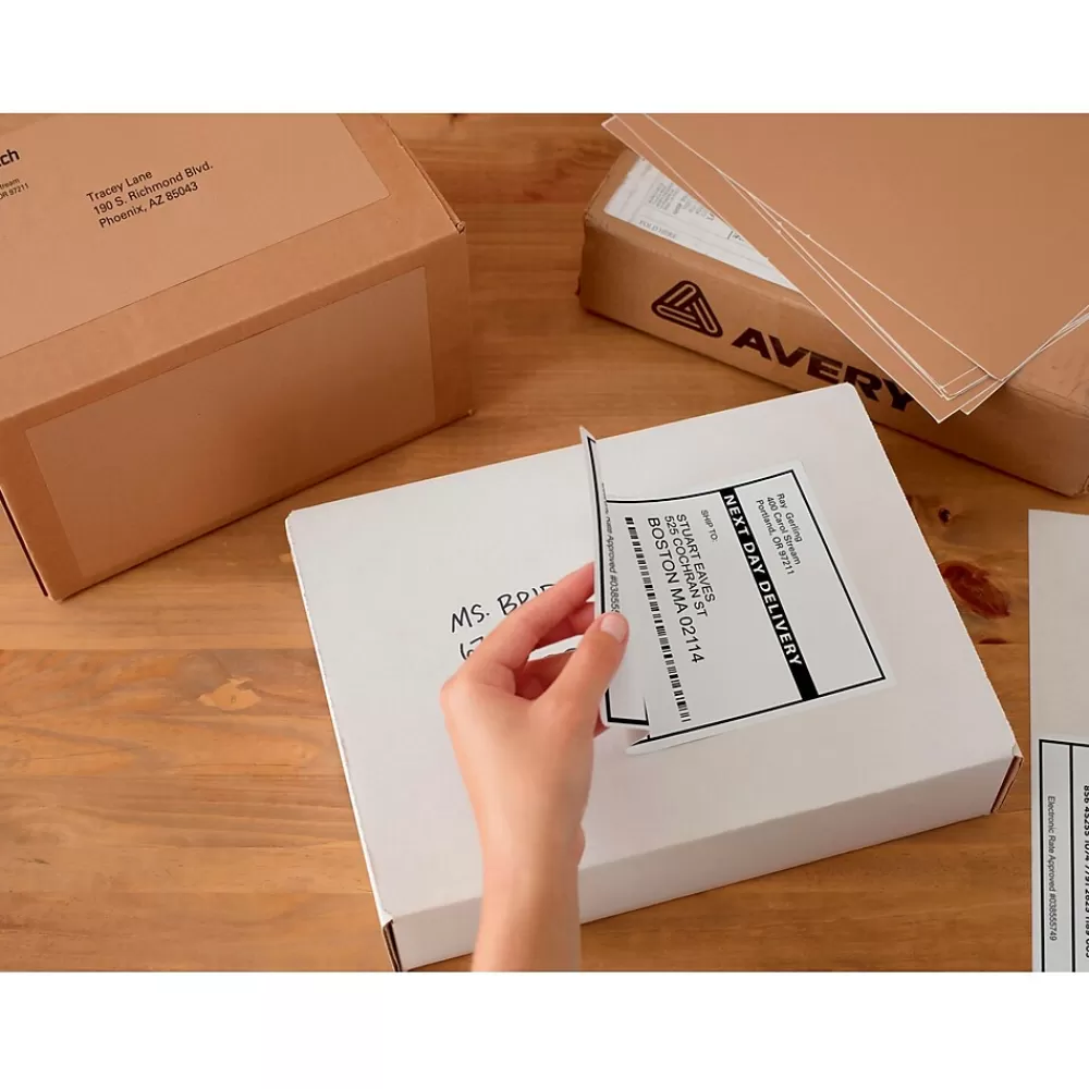 Avery Labels<TrueBlock Inkjet Shipping Labels with Paper Receipts, 5-1/16" x 7-5/8", White, 25 Labels/Pack (8127)