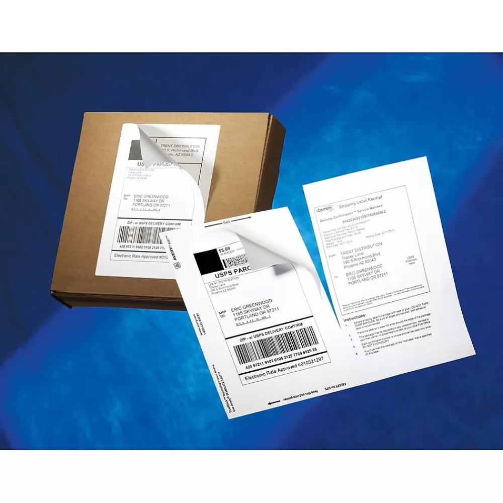 Avery Labels<TrueBlock Inkjet Shipping Labels with Paper Receipts, 5-1/16" x 7-5/8", White, 25 Labels/Pack (8127)