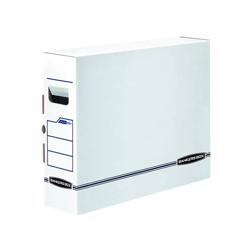 Bankers Box® File Storage<Bankers Box Corrugated File Storage Boxes, X-Ray Size, White/Blue, 6/Carton (00650)