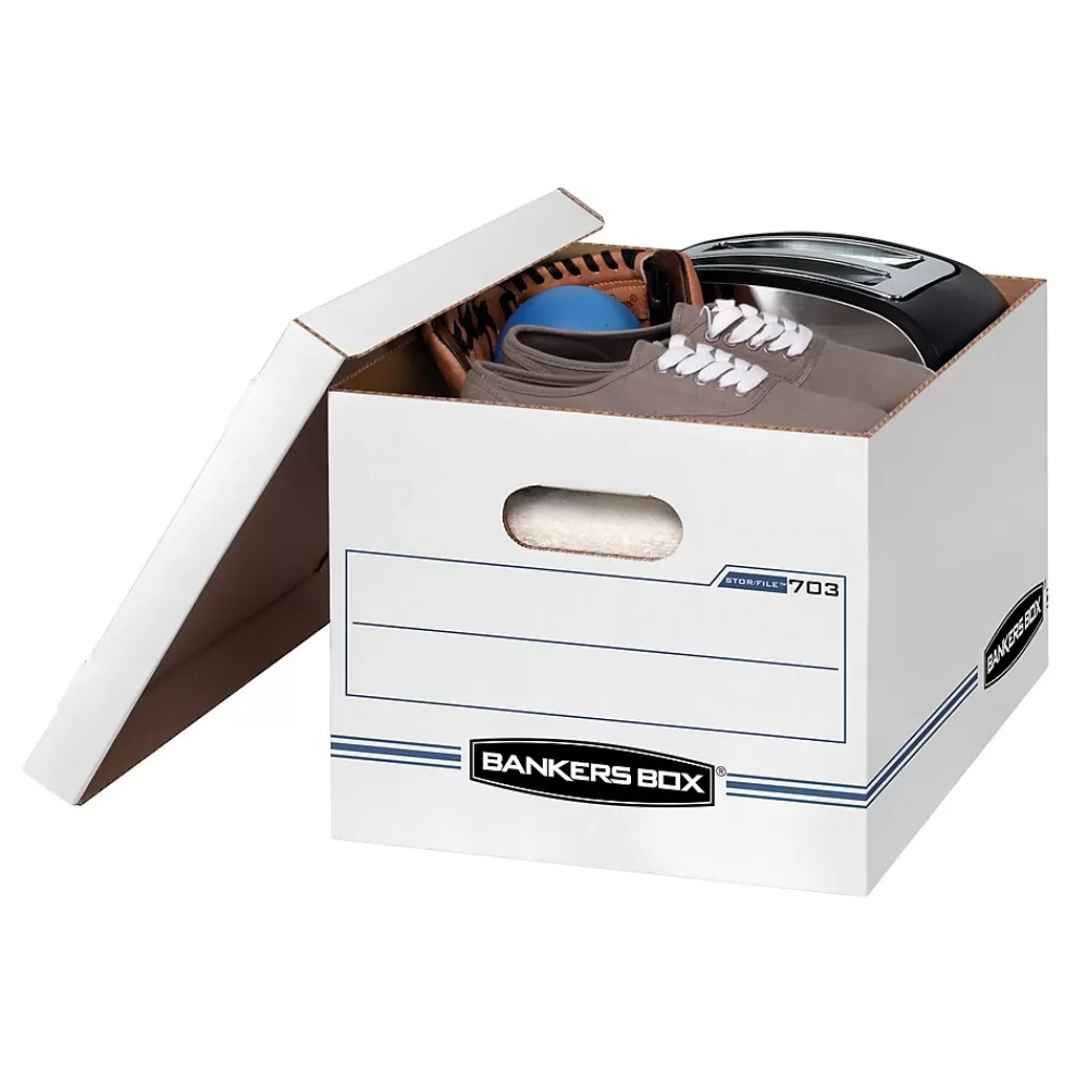 Bankers Box® File Storage<Bankers Box Easylift Corrugated File Storage Boxes, Lift-Off Lid, Letter/Letter Size, White/Blue, 12/Ct (0006301)