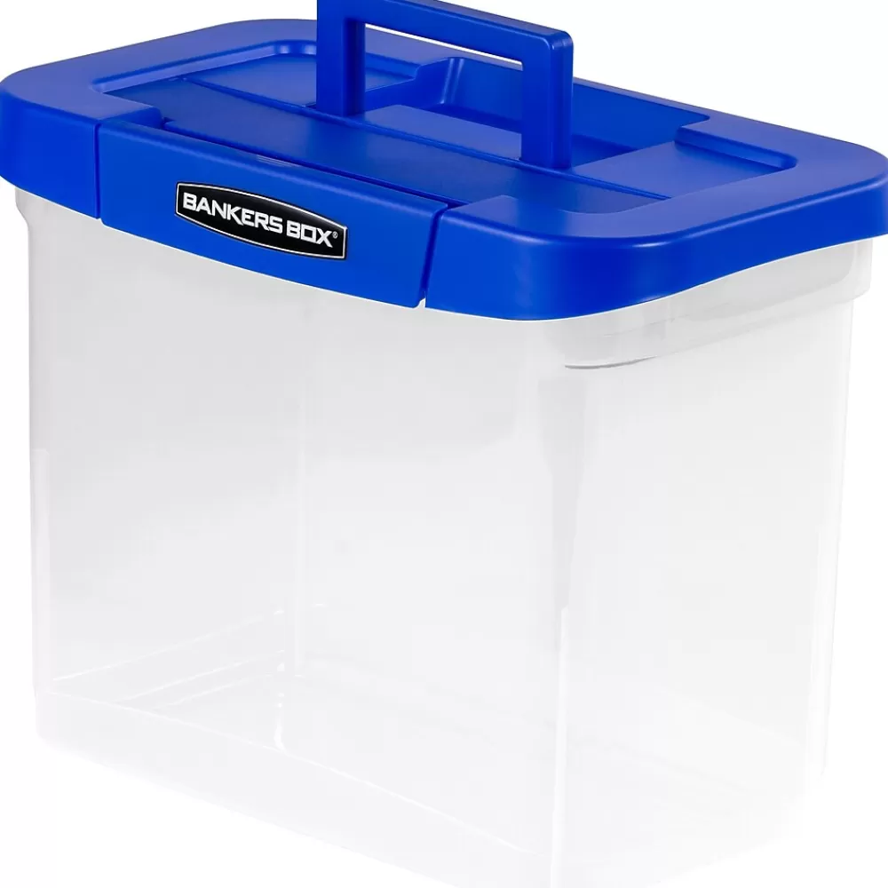 Bankers Box® File Storage<Bankers Box Heavy-Duty Plastic Portable File Storage Box, Letter Size, Blue/Clear (0086301)