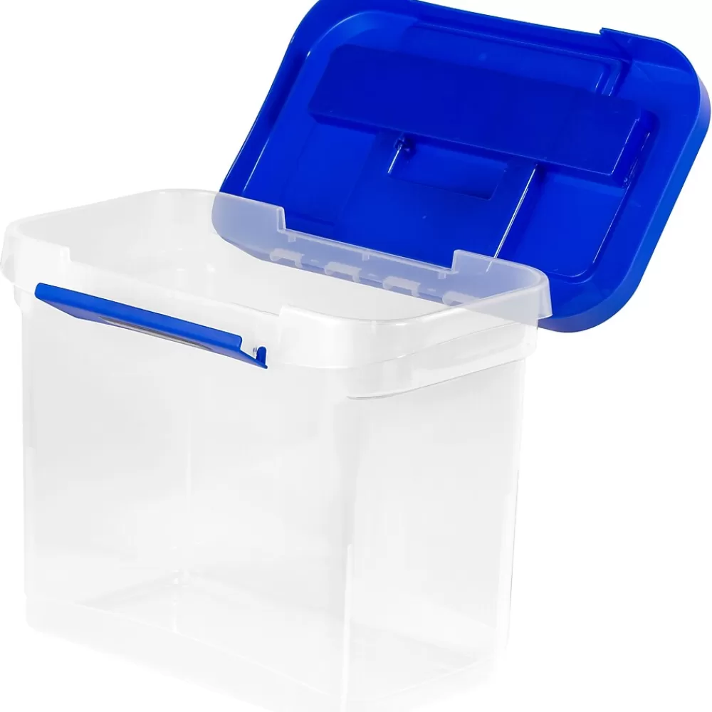 Bankers Box® File Storage<Bankers Box Heavy-Duty Plastic Portable File Storage Box, Letter Size, Blue/Clear (0086301)