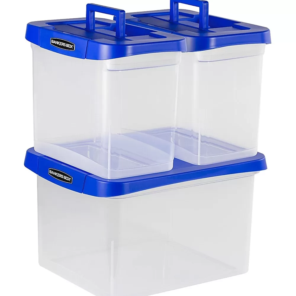 Bankers Box® File Storage<Bankers Box Heavy-Duty Plastic Portable File Storage Box, Letter Size, Blue/Clear (0086301)