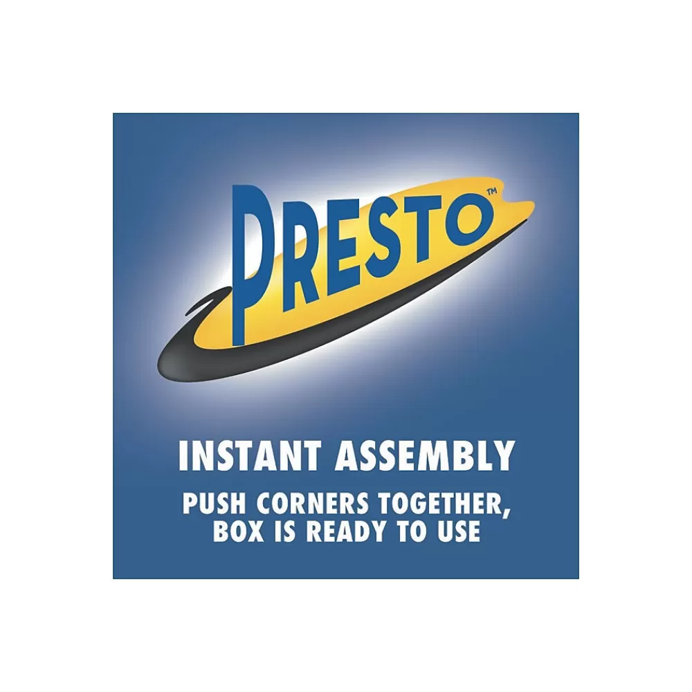 Bankers Box® File Storage<Bankers Box Presto Heavy-Duty Instant Assembly File Storage Boxes, Lift-Off Lid, Letter Size, White/Blue, 4/Pack (0063102)