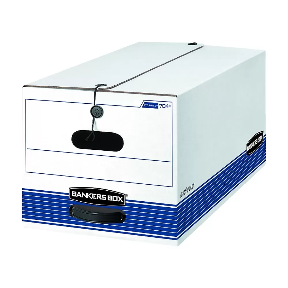 Bankers Box® File Storage<Bankers Box Stor/File Medium Duty 65% Recycled Corrugated File Box, Letter Size, White/Blue, 4/Carton (0070403)