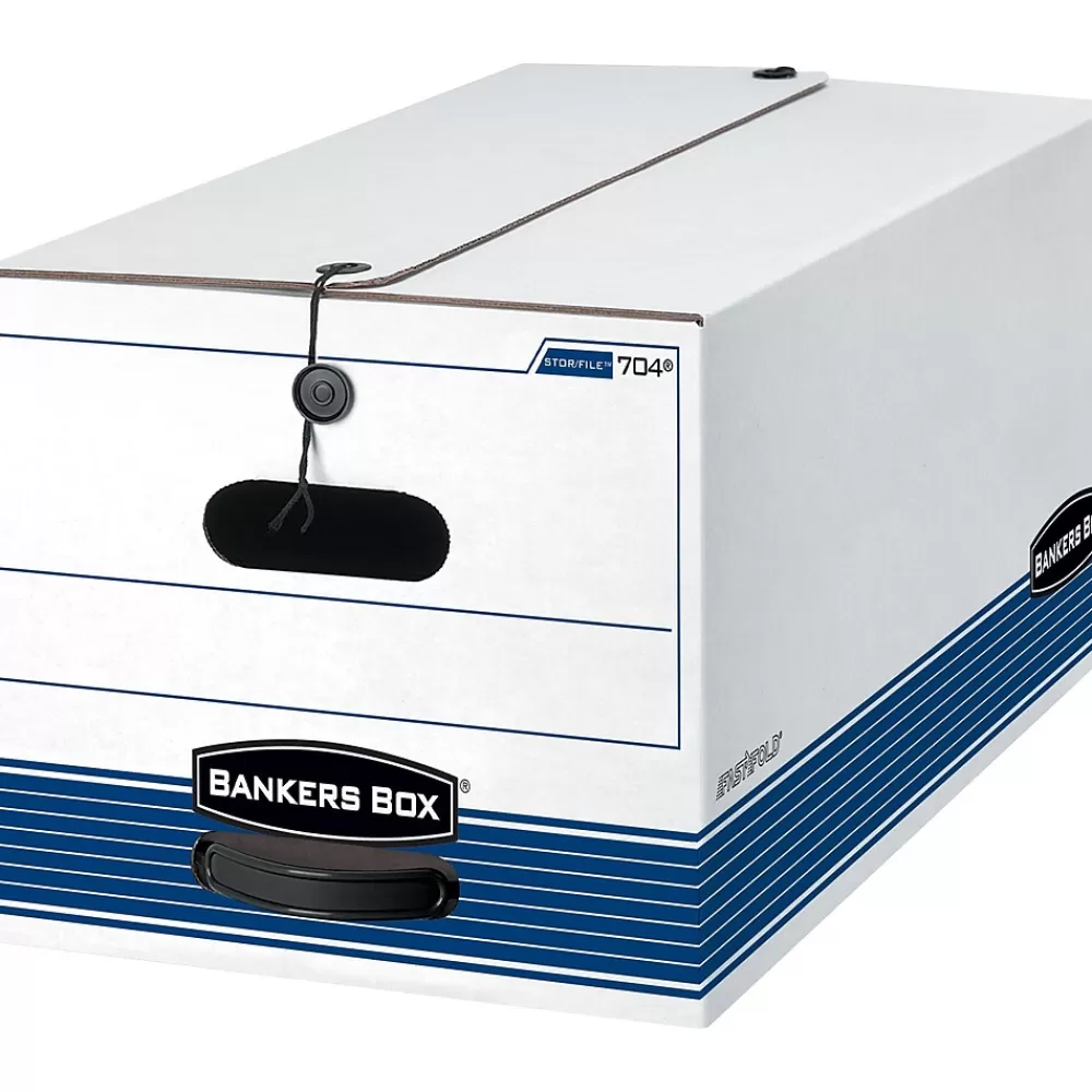 Bankers Box® File Storage<Bankers Box Stor/File Medium Duty 65% Recycled Corrugated File Box, Letter Size, White/Blue, 4/Carton (0070403)
