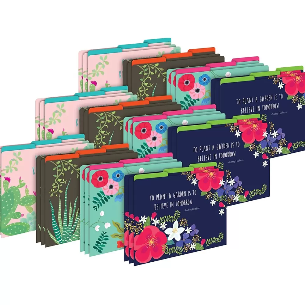 Barker Creek File Folders<File Folder Set, 1/3-Cut Tab, Letter-Size, Petals & Prickles, 36/Set (4371)