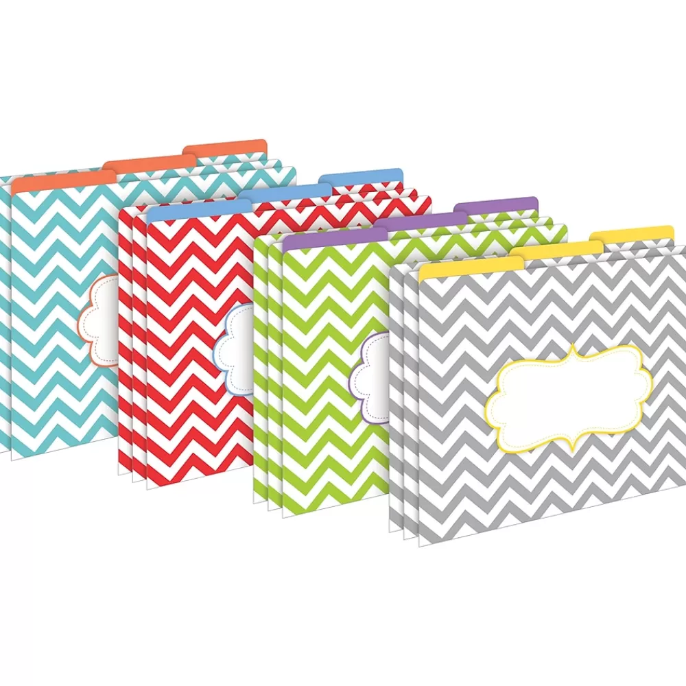 Barker Creek File Folders<Beautiful Chevron File Folder, 1/3-Cut Tab, Letter Size, Assorted, 12/Pack (2010)