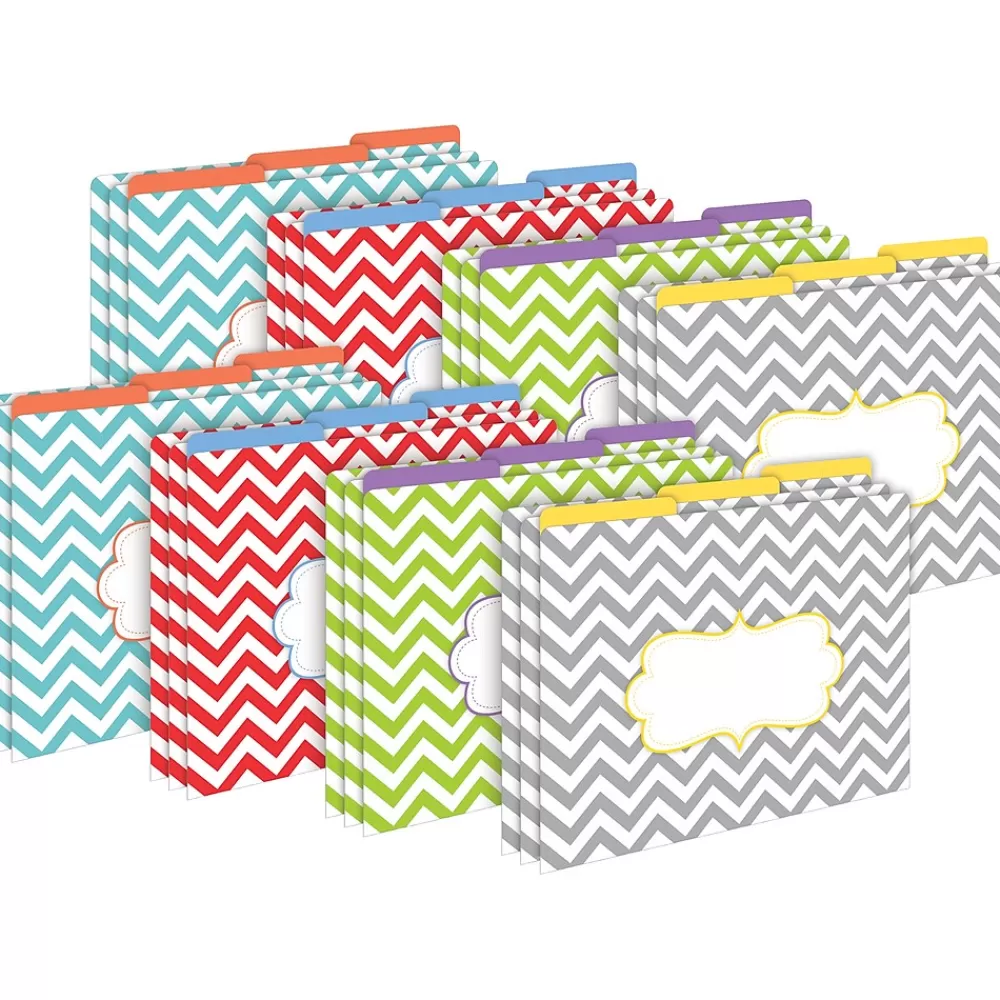 Barker Creek File Folders<Beautiful Chevron File Folder, 1/3-Cut Tab, Letter Size, Assorted, 24/Set (4394)
