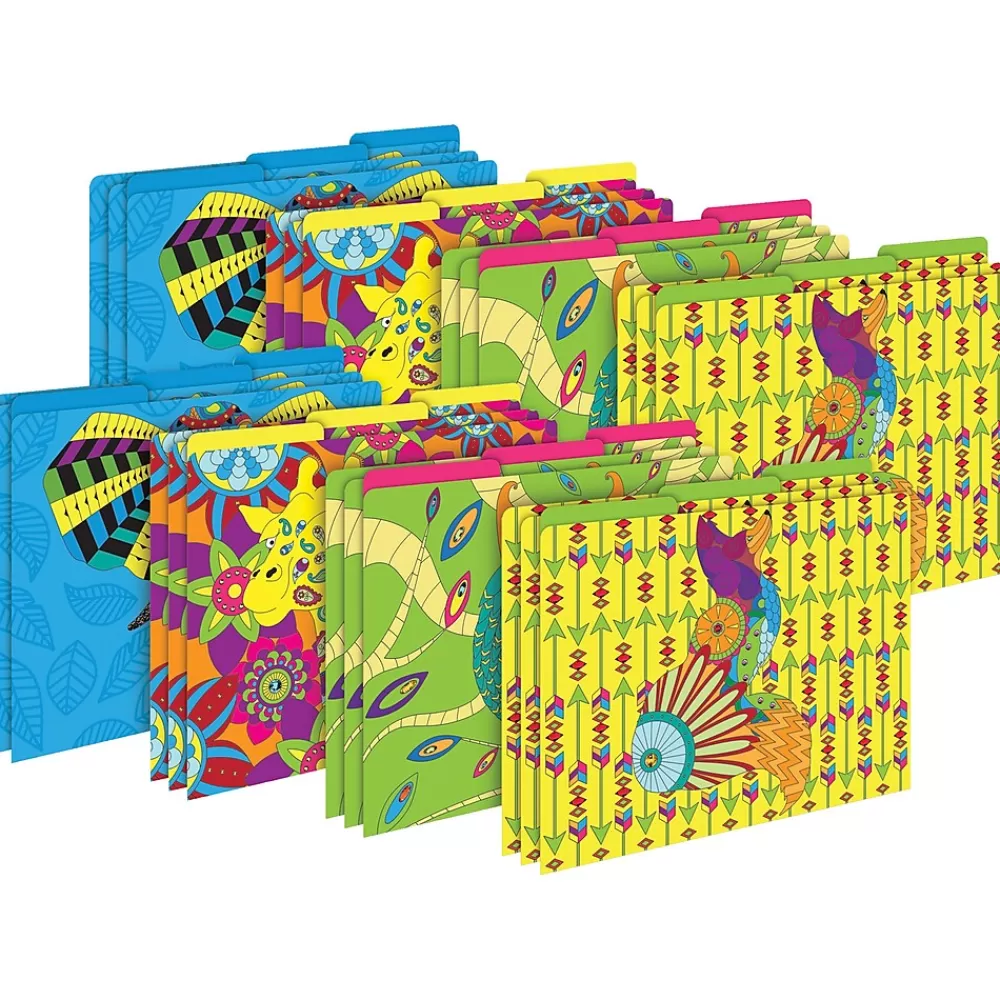 Barker Creek File Folders<Bohemian Animals File Folder, 1/3-Cut Tab, Letter Size, Assorted, 24/Set (4398)