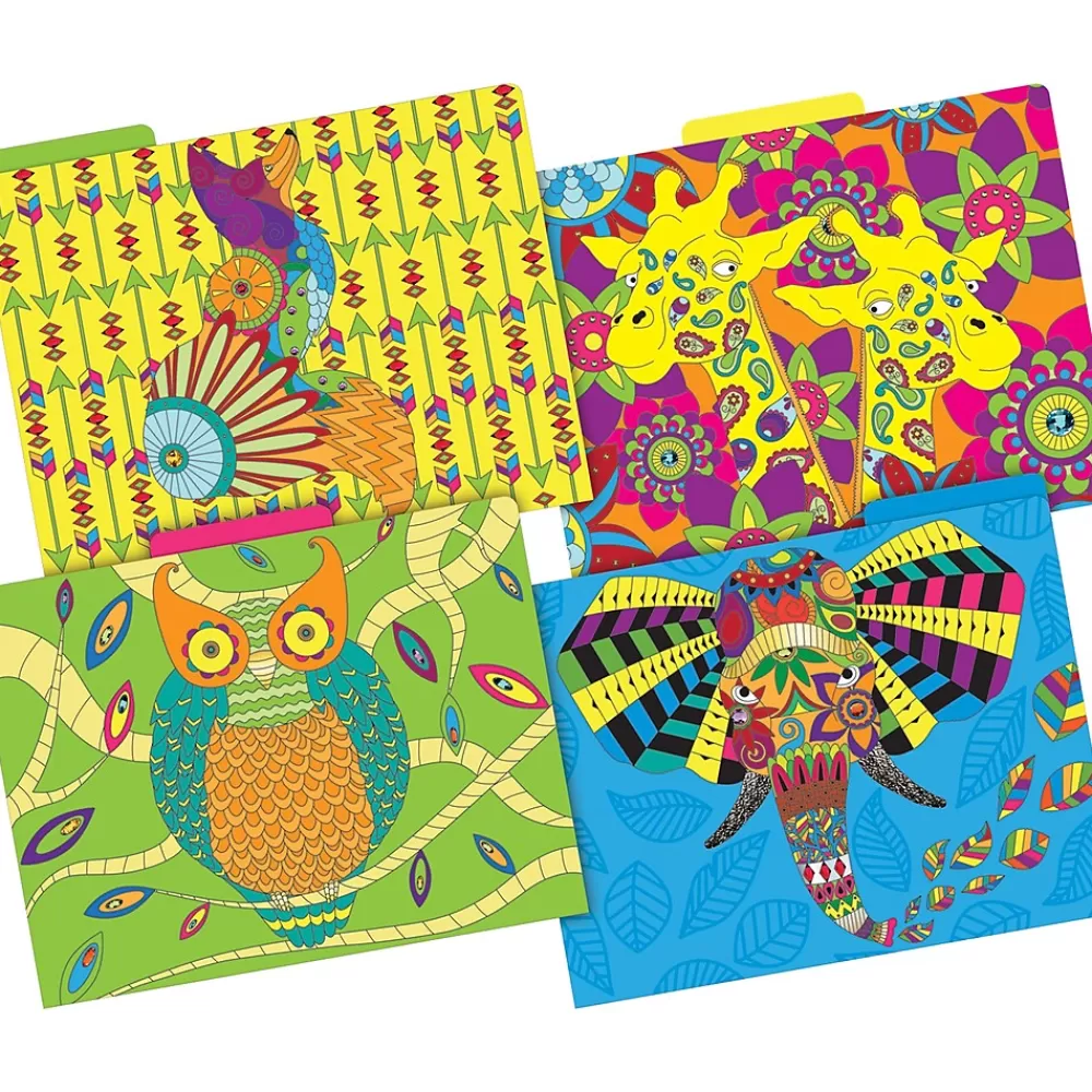 Barker Creek File Folders<Bohemian Animals File Folder, 1/3-Cut Tab, Letter Size, Assorted, 24/Set (4398)