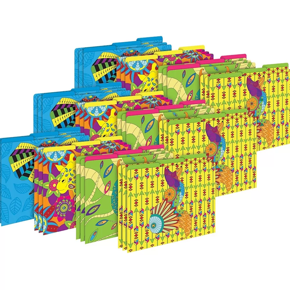 Barker Creek File Folders<Bohemian Animals File Folders, 1/3-Cut Tab, Letter Size, Assorted, 36/Set (4399)