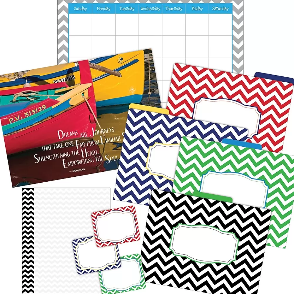 Barker Creek File Folders<Chevron Nautical Office/Classroom Set, 109 Pieces/Set (BC6004)