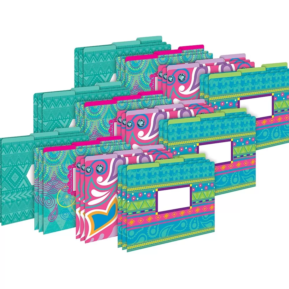 Barker Creek File Folders<File Folder Set, 1/3-Cut Tab, Letter Size, Bohemian, 36/Set (4375)