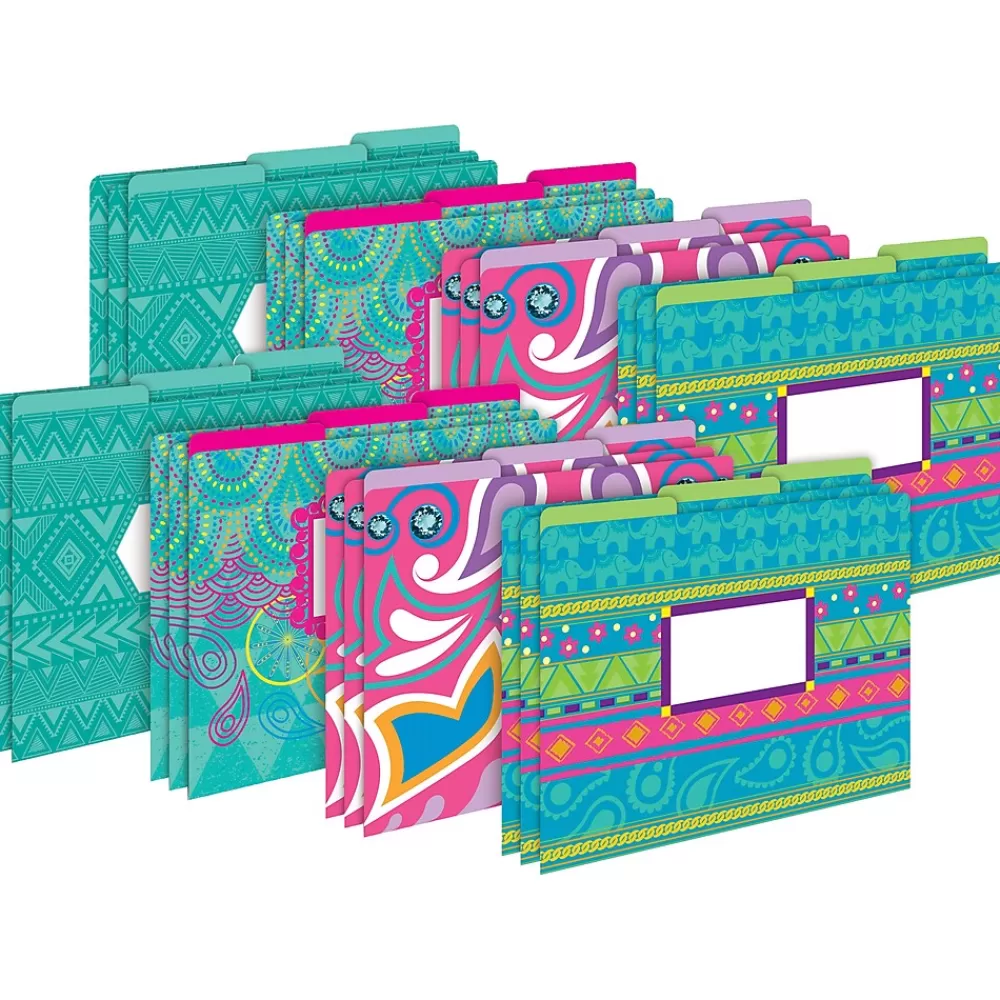Barker Creek File Folders<File Folder Set, 1/3-Cut Tab, Letter Size, Bohemian, 24/Set (4374)