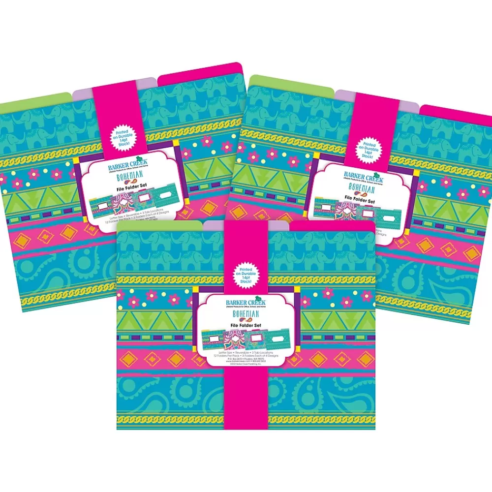 Barker Creek File Folders<File Folder Set, 1/3-Cut Tab, Letter Size, Bohemian, 36/Set (4375)