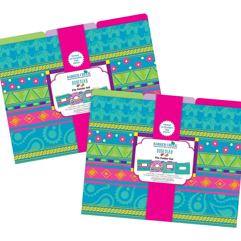 Barker Creek File Folders<File Folder Set, 1/3-Cut Tab, Letter Size, Bohemian, 24/Set (4374)