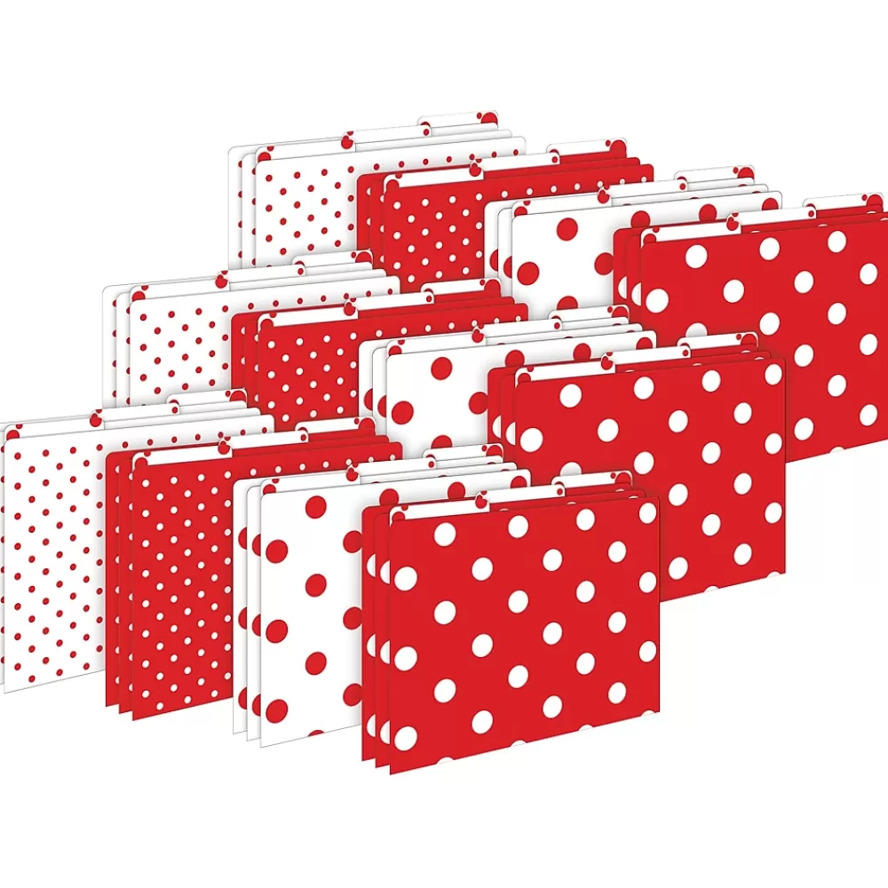 Barker Creek File Folders<File Folder Set, 1/3-Cut Tab, Letter Size, Red & White Dot, 36/Set (4393)