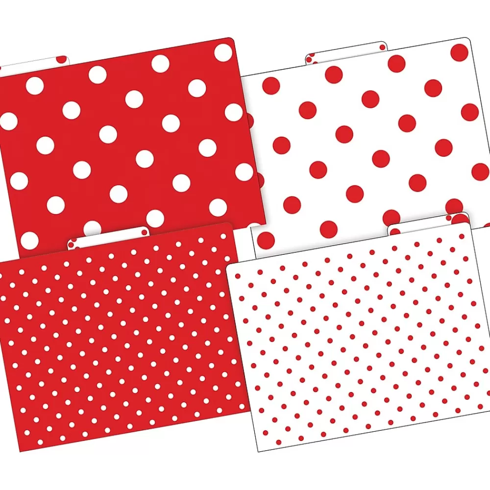 Barker Creek File Folders<File Folder Set, 1/3-Cut Tab, Letter Size, Red & White Dot, 36/Set (4393)