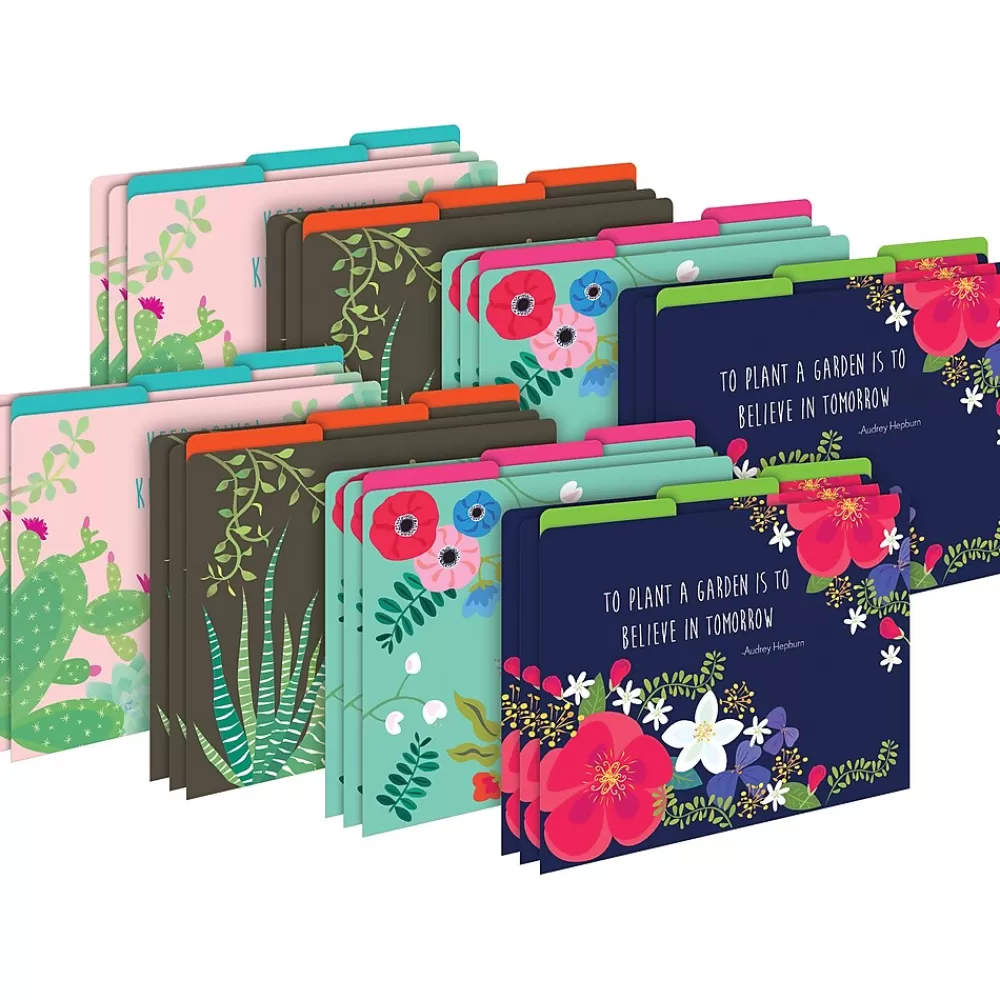 Barker Creek File Folders<File Folder Set, 1/3-Cut Tab, Letter-Size, Petals & Prickles, 24/Set (4370)
