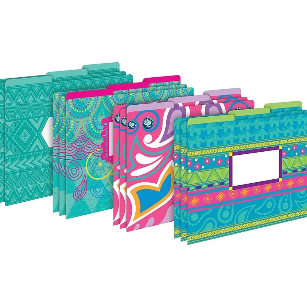 Barker Creek File Folders<Folder & Pocket Set, 1/3-Cut Tab, Letter Size, Bohemian, 42/Set (4410)