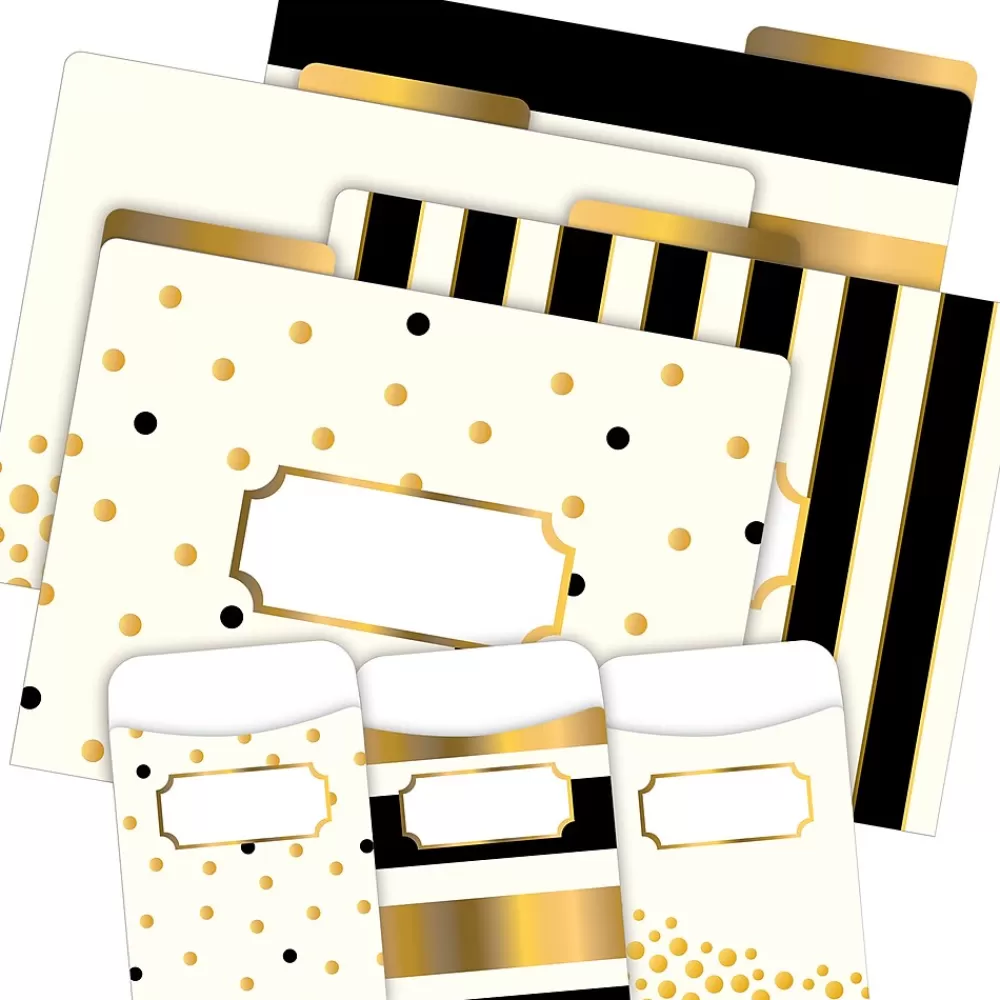 Barker Creek File Folders<Folder & Pocket Set, 1/3-Cut Tab, Letter Size, Gold, 42/Set (4411)