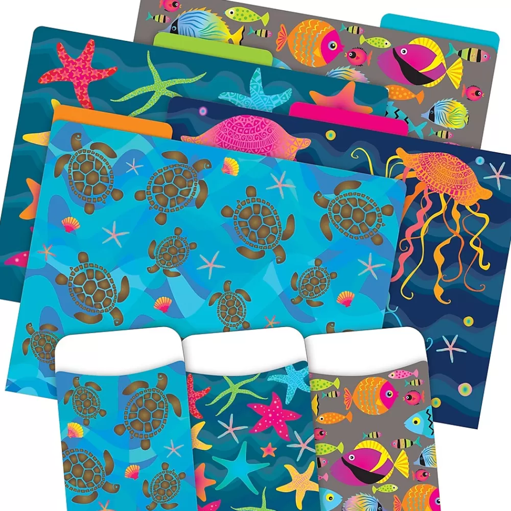 Barker Creek File Folders<Folder & Pocket Set, 1/3-Cut Tab, Letter Size, Kai Ola, 42/Set (4420)