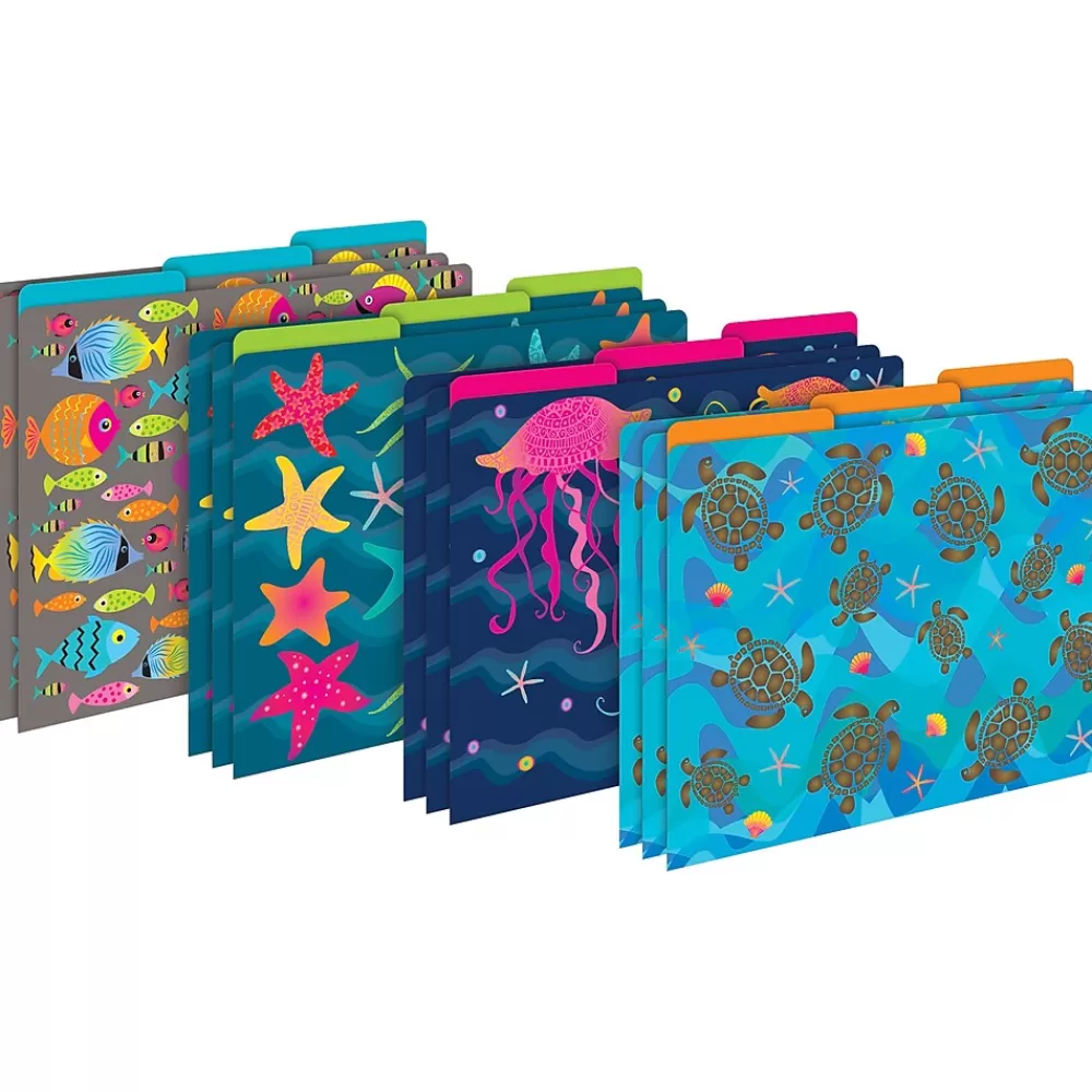 Barker Creek File Folders<Folder & Pocket Set, 1/3-Cut Tab, Letter Size, Kai Ola, 42/Set (4420)