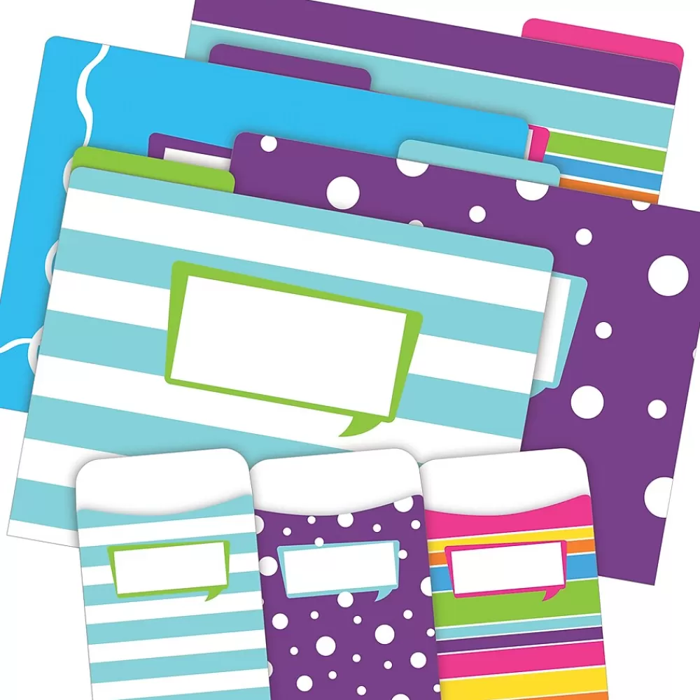 Barker Creek File Folders<Folder & Pocket Set, 1/3-Cut Tab, Letter Size, Multicolored, 42/Set (4412)