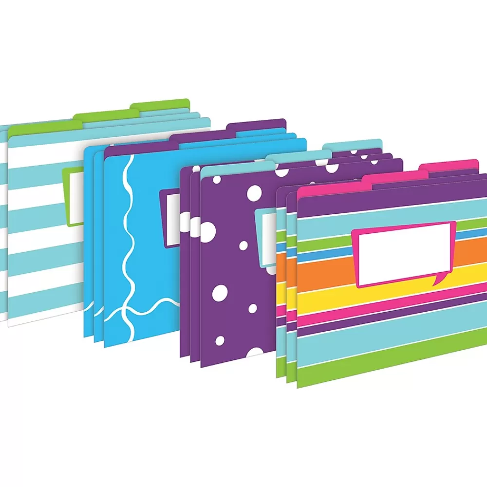 Barker Creek File Folders<Folder & Pocket Set, 1/3-Cut Tab, Letter Size, Multicolored, 42/Set (4412)