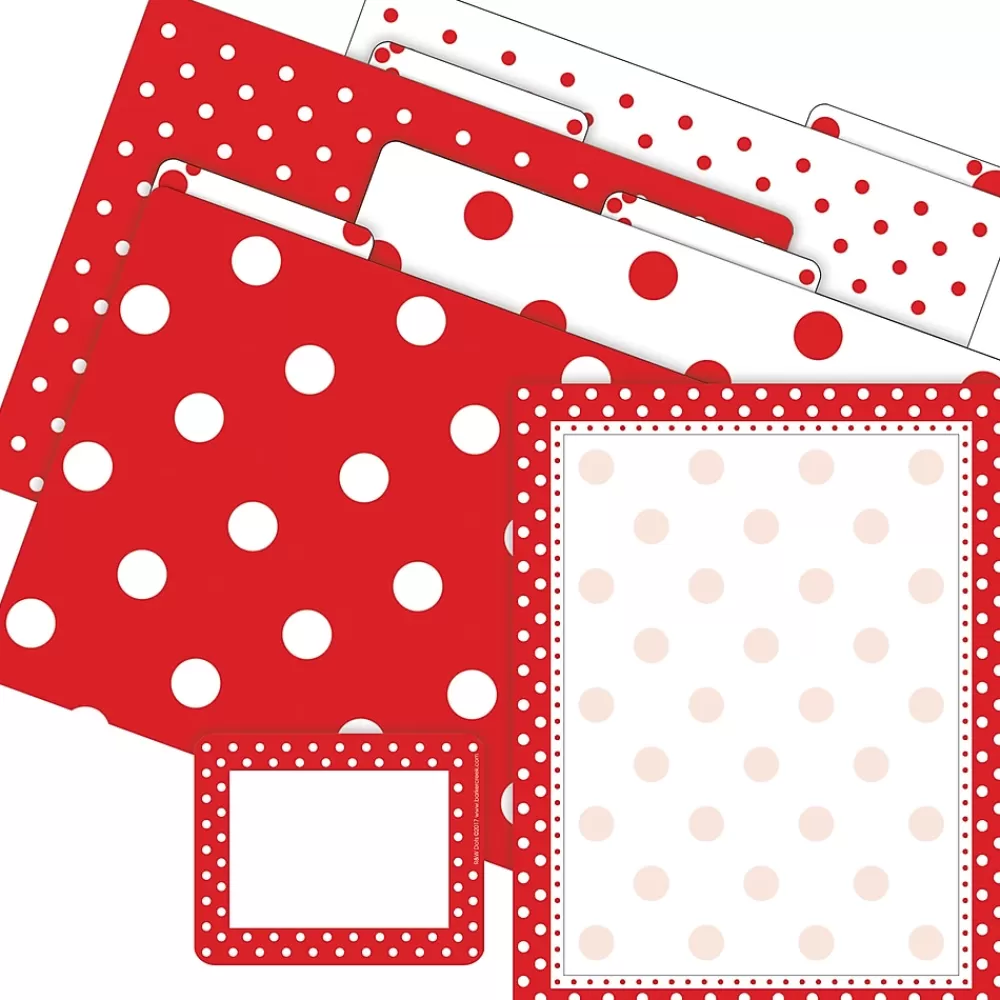 Barker Creek File Folders<Get Organized File Folder Set, 1/3-Cut Tab, Letter Size, Red & White Dot, 107/Set (159)