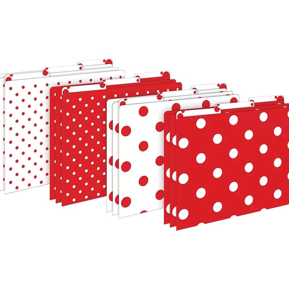 Barker Creek File Folders<Get Organized File Folder Set, 1/3-Cut Tab, Letter Size, Red & White Dot, 107/Set (159)