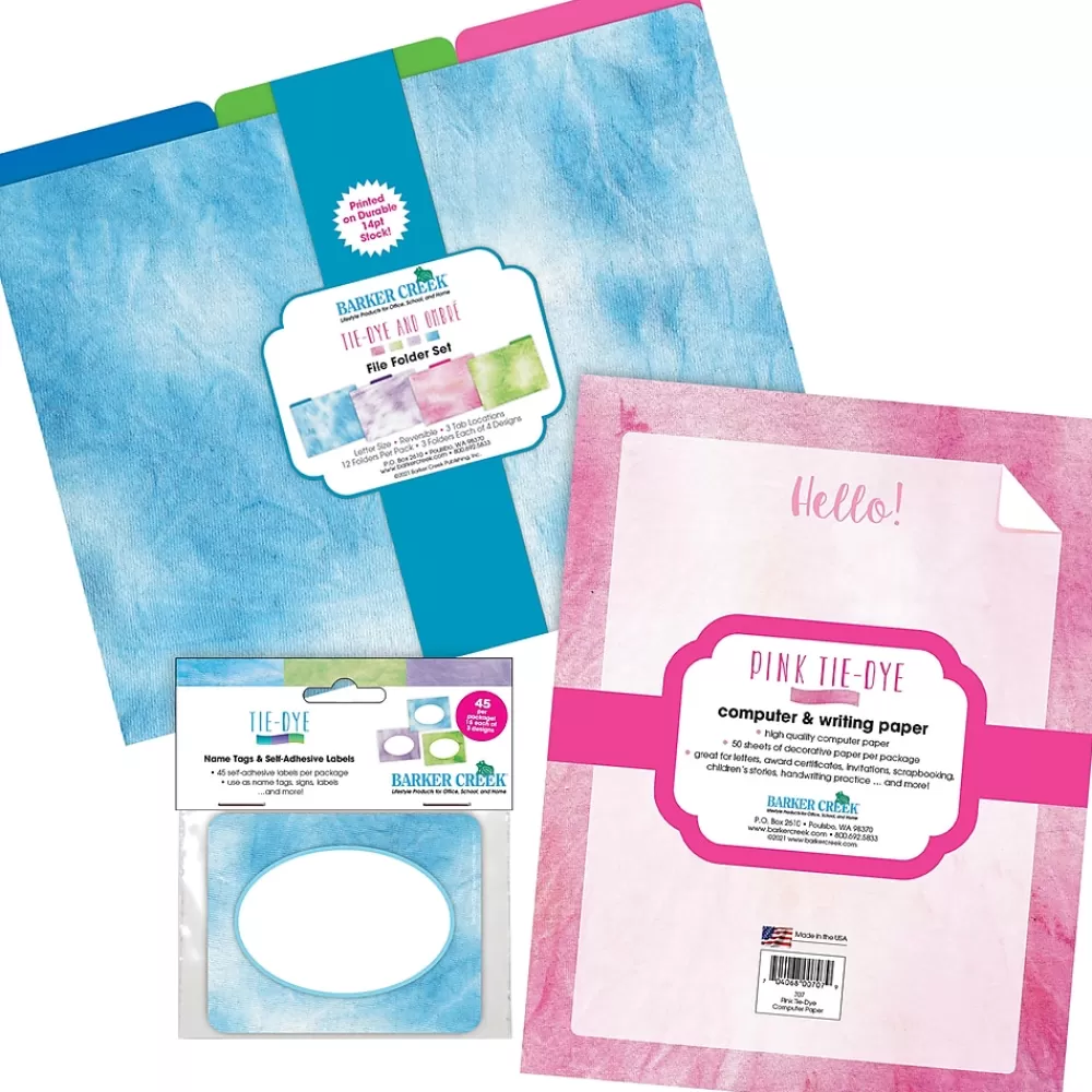 Barker Creek File Folders<Pink Tie-Dye File Folder, 1/3-Cut Tab, Letter Size, Assorted, 107/Set (157)