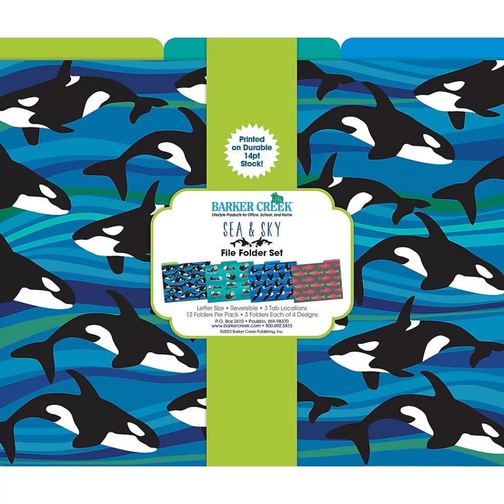 Barker Creek File Folders<Sea & Sky File Folder, 1/3-Cut Tab, Letter Size, Assorted, 12/Pack (2015)