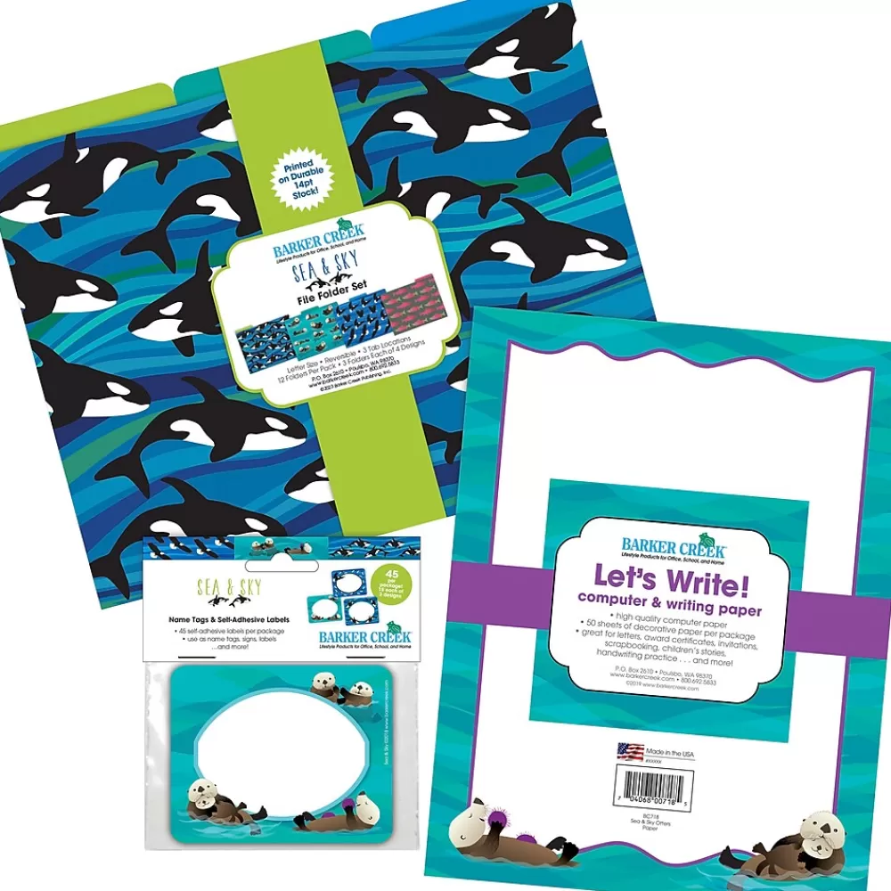 Barker Creek File Folders<Sea & Sky Otters File Folder, 1/3-Cut Tab, Letter Size, Assorted, 107/Set (146)