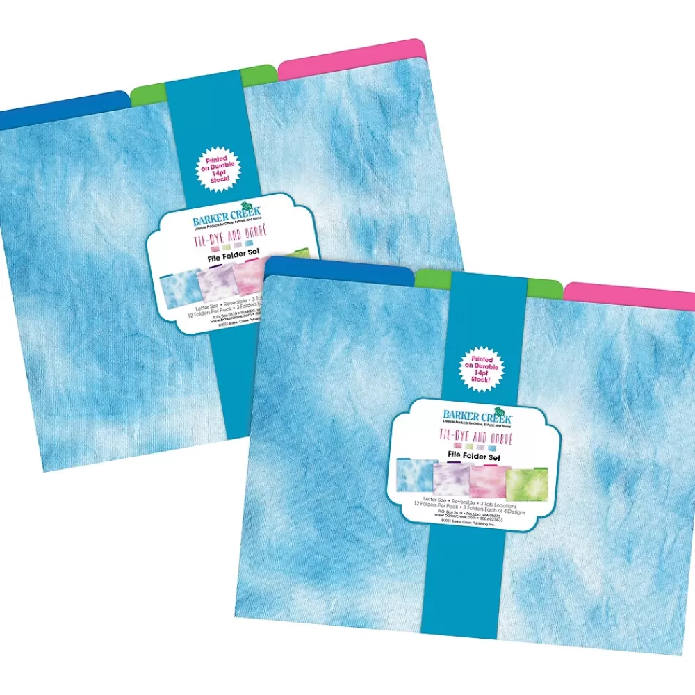Barker Creek File Folders<Tie-Dye & Ombré File Folder, 1/3-Cut Tab, Letter Size, Assorted, 24/Set (4402)