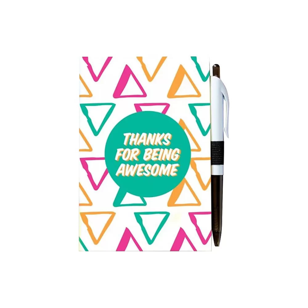 Baudville Journals<Colorific Value Thanks for Being Awesome Journal with Pen, 4" x 6", Ruled, Multicolor, 5/Pack (94105P5)