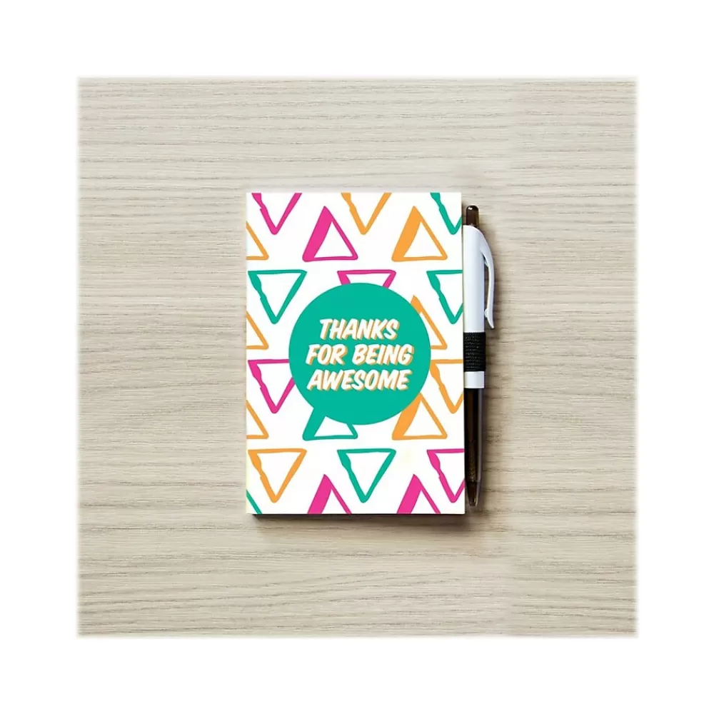 Baudville Journals<Colorific Value Thanks for Being Awesome Journal with Pen, 4" x 6", Ruled, Multicolor, 5/Pack (94105P5)