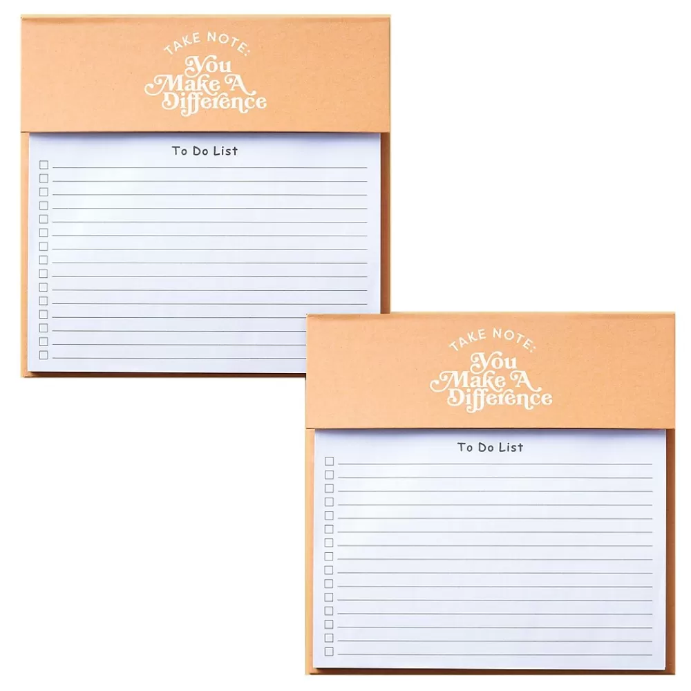 Baudville Notepads<Make a Difference Memo Pad, 8.75" x 6", Narrow Ruled, 100 Sheets/Pad, 2 Pads/Pack (1393297P231)