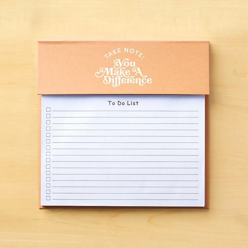 Baudville Notepads<Make a Difference Memo Pad, 8.75" x 6", Narrow Ruled, 100 Sheets/Pad, 2 Pads/Pack (1393297P231)
