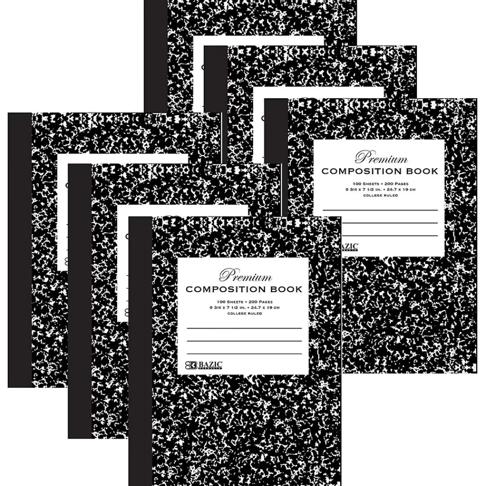 Bazic Composition Notebooks<1-Subject Composition Notebooks, College Ruled, 100 Sheets, Multicolor, 6/Bundle (BAZ5091-6)