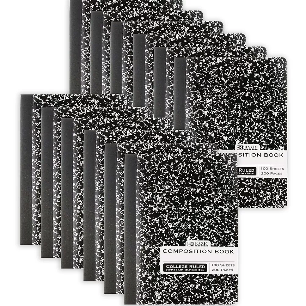 Bazic Notebooks<1-Subject Composition Notebooks, College Ruled, 100 Sheets, Multicolor, 12/Bundle (BAZ5050-12)